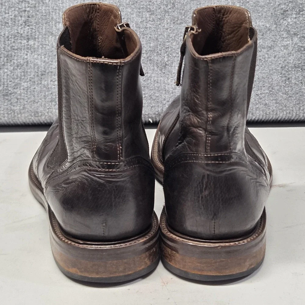 J&M Johnston & Murphy 1850 Collection Italy Brown Brogue Chelsea Side Zip Rare
